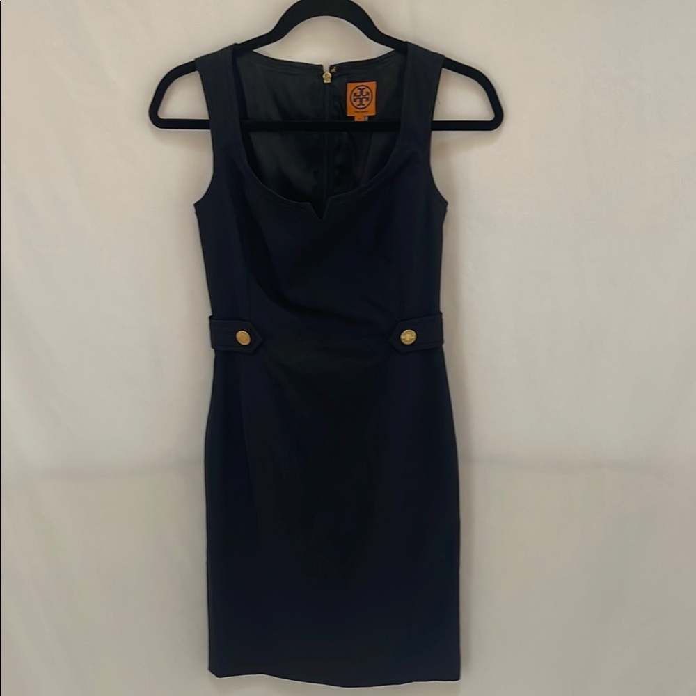 Tory Burch Navy Dress with Gold Accents